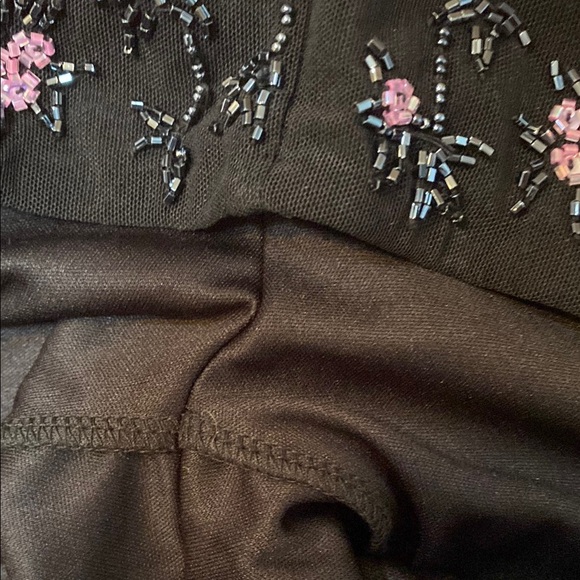 Laundry NWOT Floral Embroidered sequins Black Pants - Picture 6 of 7